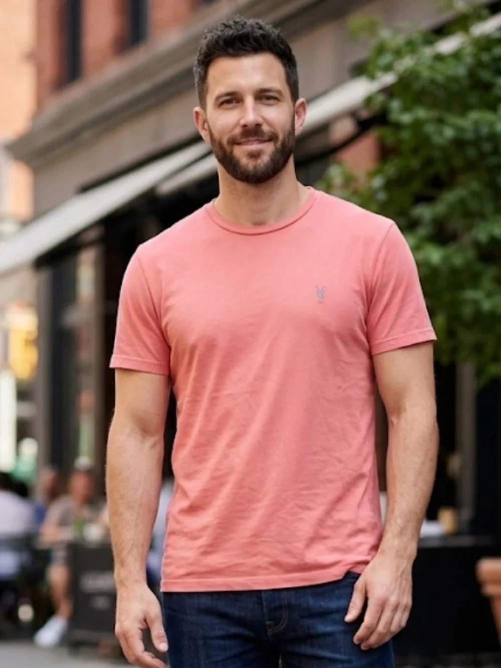 All Saints Men’s T Shirt Large L Shirt Sleeve Salmon Color